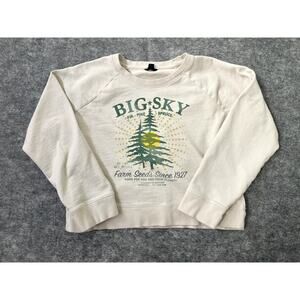 J. Crew Sweater Unisex XL Big Sky Clearwater Montana Cream Pullover Hiking